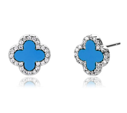 Turquoise Four-leaf Clover Stud Earrings