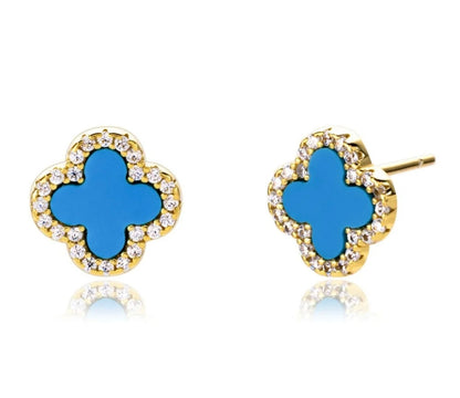 Turquoise Four-leaf Clover Stud Earrings